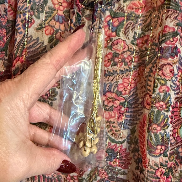 NWT NATURAL LIFE Pink and Cream metallic boho Bollywood floral Maxi Dress. Sz M - Picture 9 of 17